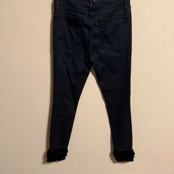 Frame Denim | Byxbee Dark Wash Le High Skinny Jeans with Tiered Fringe- Size 28 - Picture 10 of 14